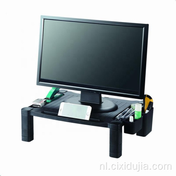 In hoogte verstelbare kunststof monitorstandaard voor op kantoor